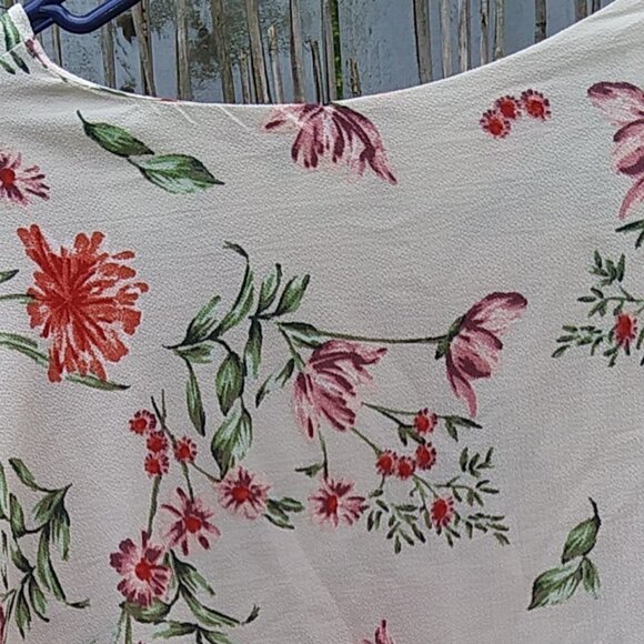 Ces Femme Blouse Cream Floral - No Size Tag - See Measurements - Picture 11 of 14